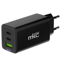 Caricatore USB -  65W -  2 USB-C + 1 USB-A - Nero - MKC Melchioni