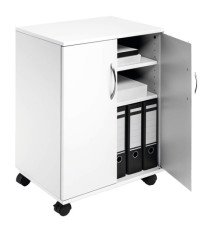 Mobiletto Multifunzione 74/53 - con ante alte e ruote - 4 ripiani - 52,8 x 40 x 73,7 cm - bianco - Durable