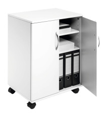 Mobiletto Multifunzione 74/53 - con ante alte e ruote - 4 ripiani - 52,8 x 40 x 73,7 cm - bianco - Durable
