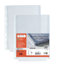 Buste forate Atla GS - PP - 21 x 29,7 cm - c/soffietto - trasparente buccia - Sei Rota - conf. 10 pezzi Buste forate Atla GS - PP - 21 x 29,7 cm - c/soffietto - trasparente buccia - Sei Rota - conf. 10 pezzi