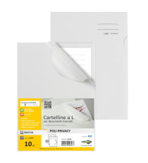 Cartellina a L - Poli Privacy - PP - 21 x 29,7 cm - bianco opaco - per documenti riservati - Sei Rota