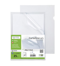 Cartellina a L - Poli T Plus - PP - 22 x 30 cm - trasparente liscio - Sei rota - conf.25 pezzi Cartellina a L - Poli T Plus - PP - 22 x 30 cm - trasparente liscio - Sei rota - conf.25 pezzi