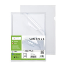 Cartellina a L - Poli T Plus - PP - 22 x 30 cm - trasparente liscio - Sei rota - conf.25 pezzi Cartellina a L - Poli T Plus - PP - 22 x 30 cm - trasparente liscio - Sei rota - conf.25 pezzi