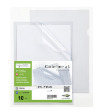 Cartellina a L - Poli T Plus - PP - 30 x 42 cm - trasparente liscio - Sei rota - conf.10 pezzi
