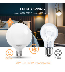 Lampadina led G120 20W attacco E27 2060 lumen 3000K luce calda misura D120xH157mm Equivale a 129w a incandescenza