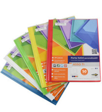 Portalistini Asso TI - personalizzabile - PP liscio - 22 x 30 cm - 50 buste - colori assortiti - Sei Rota