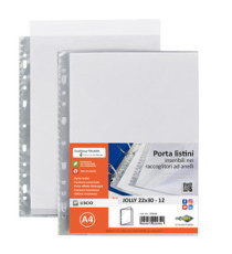 Portalistini Jolly - 12 buste forate - 22 x 30 cm - PP trasparnte - liscio - Sei rota