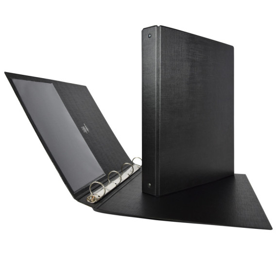 Raccoglitore Stelvio - 4 anelli a R 25 mm - dorso 3 cm - 22 x 30 cm - nero - Sei Rota Raccoglitore Stelvio - 4 anelli a R 25 mm - dorso 3 cm - 22 x 30 cm - nero - Sei Rota