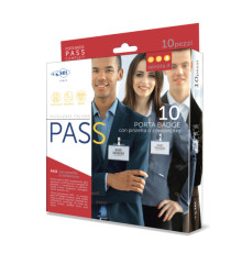 Portanome Pass 3E - clip in metallo - 9,5 x 6 cm - PVC - Sei Rota - conf. 10 pezzi