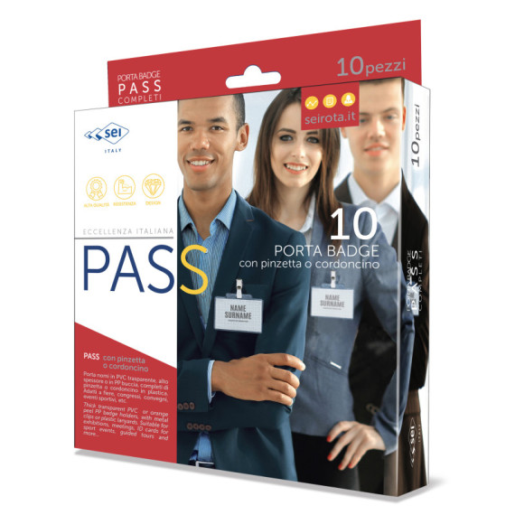 Portanome Pass 3P - clip in metallo - senza cartoncino - 9,5 x 6 cm - PP - buccia - Sei Rota - conf. 10 pezzi Portanome Pass 3P - clip in metallo - senza cartoncino - 9,5 x 6 cm - PP - buccia - Sei Rota - conf. 10 pezzi