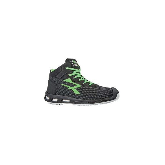 Calzatura di sicurezza Hard S3 SRC - pelle idrorepellente - numero 42 - grigio scuro/verde - U-Power Calzatura di sicurezza Hard S3 SRC - pelle idrorepellente - numero 42 - grigio scuro/verde - U-Power
