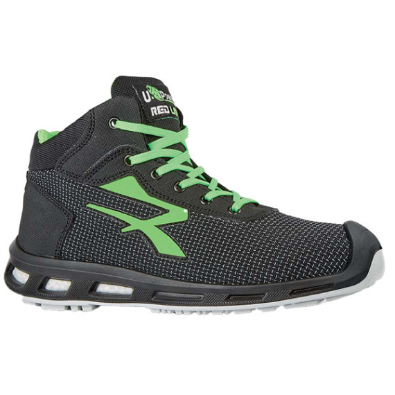 Calzatura di sicurezza Hard S3 SRC - pelle idrorepellente - numero 42 - grigio scuro/verde - U-Power Calzatura di sicurezza Hard S3 SRC - pelle idrorepellente - numero 42 - grigio scuro/verde - U-Power