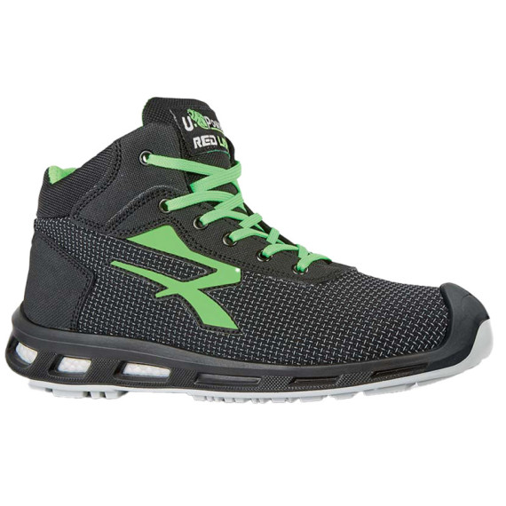 Calzatura di sicurezza Hard S3 SRC - pelle idrorepellente - numero 42 - grigio scuro/verde - U-Power Calzatura di sicurezza Hard S3 SRC - pelle idrorepellente - numero 42 - grigio scuro/verde - U-Power