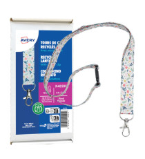 Cordoncino per portabadge - in Rpet - fantasia floreale - 440 x 20 mm - Avery - Conf. 10 pezzi