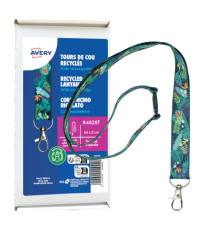 Cordoncino per portabadge - in Rpet - fantasia tropicale - 440 x 20 mm - Avery - Conf. 10 pezzi