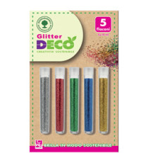Glitter Bio grana fine - 10ml - colori assortiti - Deco - blister 5 flaconi Glitter Bio grana fine - 10ml - colori assortiti - Deco - blister 5 flaconi
