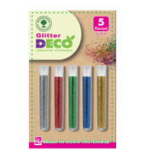 Glitter Bio grana fine - 10ml - colori assortiti - Deco - blister 5 flaconi Glitter Bio grana fine - 10ml - colori assortiti - Deco - blister 5 flaconi