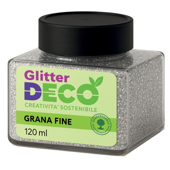 Glitter Bio grana fine - 120ml - argento - Deco Glitter Bio grana fine - 120ml - argento - Deco