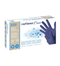 Guanti nitrile ipoallergenici N350 - senza acceleranti - taglia XS - blu - Reflexx - conf. 100 pezzi