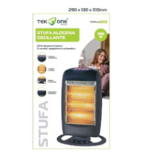 Stufa alogena oscillante TekOne 0000YQ-12S 1200W, 3 candele al quarzo, 3 livelli di potenza, Dimensioni: 28x13x50cm