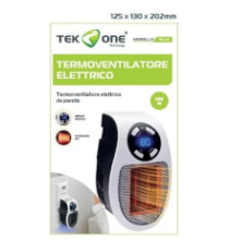 Termoventilatore elettrico da parete TekOne 0000MH-04 500W,Display a LED e timer, spina girevole a 180 gradi, 20x13cm Termoventilatore elettrico da parete TekOne 0000MH-04 500W,Display a LED e timer, spina girevole a 180 gradi, 20x13cm