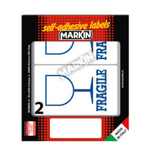 Etichette adesive - in carta - permanenti - 115 x 70 mm - 2 et/fg - 10 fogli - fragile - bianco - Markin