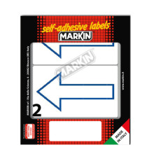 Etichette adesive - in carta - permanenti - 115 x 70 mm - 2 et/fg - 10 fogli - simbolo freccia blu (alto) - bianco - Mar
