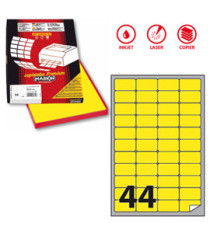 Etichette adesive A/406 - in carta - permanenti - 47,5 x 25,5 mm - 44 et/fg - 100 fogli - giallo fluo - angoli tondi - M