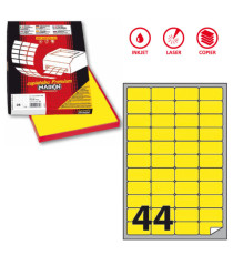 Etichette adesive A/406 - in carta - permanenti - 47,5 x 25,5 mm - 44 et/fg - 100 fogli - giallo fluo - angoli tondi - M
