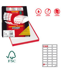 Etichette adesive C/524 - in carta - permanenti - 56 x 28 mm - 27 et/fg - 100 fogli - bianco - angoli tondi - Markin