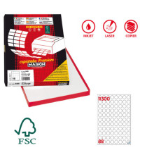 Etichette adesive R/300 - in carta - permanenti - tonde - diametro 20 mm - 88 et/fg - 100 fogli - bianco - Markin
