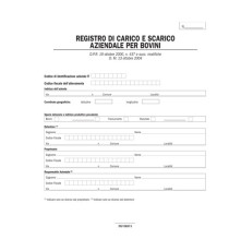 Registro carico/scarico bovini - 23 pagine numerate - 31 x 24,5 cm - DU138313000 - Data Ufficio