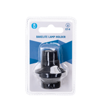 Portalampada in plastica autobloccante mezzo filettato attacco E14 colore nero - 2A 250V T210 - dimensione 28xH53.5mm