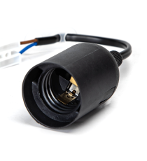 3pz portalampada in plastica con morsetti attacco E27 colore nero 250V - dimensione L235xW38xH38mm porta lampada