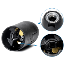 Portalampada in plastica con terminale a molla attacco E14 colore nero - 2A 250V T210 - dimensione 25.7x56.8mm porta lampada