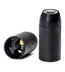 Portalampada in plastica con terminale a molla attacco E14 colore nero - 2A 250V T210 - dimensione 25.7x56.8mm porta lampada