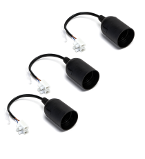 3pz portalampada in plastica con morsetti attacco E27 colore nero 250V - dimensione L235xW38xH38mm porta lampada