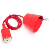 Portalampada in plastica attacco E27 rosso con cavo 1mt - MAX 60W - Voltaggio: 250V porta lampada da interno