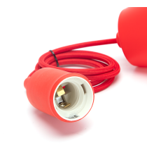 Portalampada in plastica attacco E27 rosso con cavo 1mt - MAX 60W - Voltaggio: 250V porta lampada da interno
