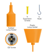Portalampada in plastica attacco E27 arancione con cavo 1mt - MAX 60W - Voltaggio: 250V porta lampada da interno