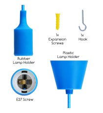 Portalampada in plastica attacco E27 azzurro con cavo 1mt - MAX 60W - Voltaggio: 250V porta lampada da interno