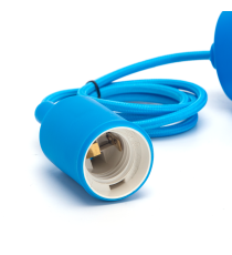 Portalampada in plastica attacco E27 azzurro con cavo 1mt - MAX 60W - Voltaggio: 250V porta lampada da interno