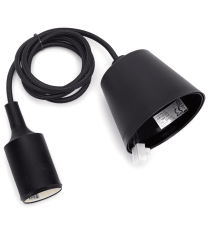 Portalampada in plastica attacco E27 nero con cavo 1mt - MAX 60W - Voltaggio: 250V porta lampada da interno