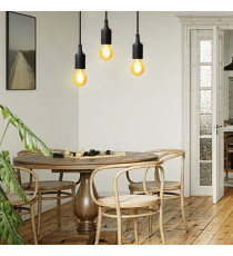 Portalampada in plastica attacco E27 nero con cavo 1mt - MAX 60W - Voltaggio: 250V porta lampada da interno