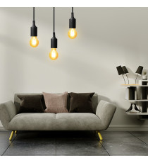 Portalampada in plastica attacco E27 nero con cavo 1mt - MAX 60W - Voltaggio: 250V porta lampada da interno