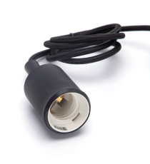 Portalampada in plastica attacco E27 nero con cavo 1mt - MAX 60W - Voltaggio: 250V porta lampada da interno