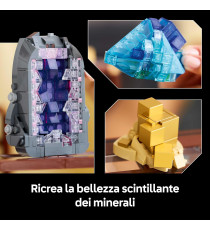 Lego Ideas - Collezione di minerali - Lego 21362  pirite dorata, l’ametista viola, la fluorite blu, la tormalina 880pz Anni 18+