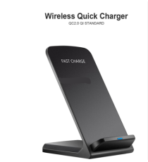 Caricatore wireless Q800 nero 10W ricarica veloce, stazione di ricarica Qi Ricarica Base per smartphone, orizzontale e verticale