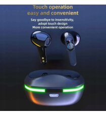 Auricolari Bluetooth Pro 60 black da gioco con led Earphone Bluetooth V5.0 WI-FI cuffie gaming TWS a bassa latenza CVC8.0