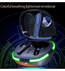 Auricolari Bluetooth Pro 60 black da gioco con led Earphone Bluetooth V5.0 WI-FI cuffie gaming TWS a bassa latenza CVC8.0